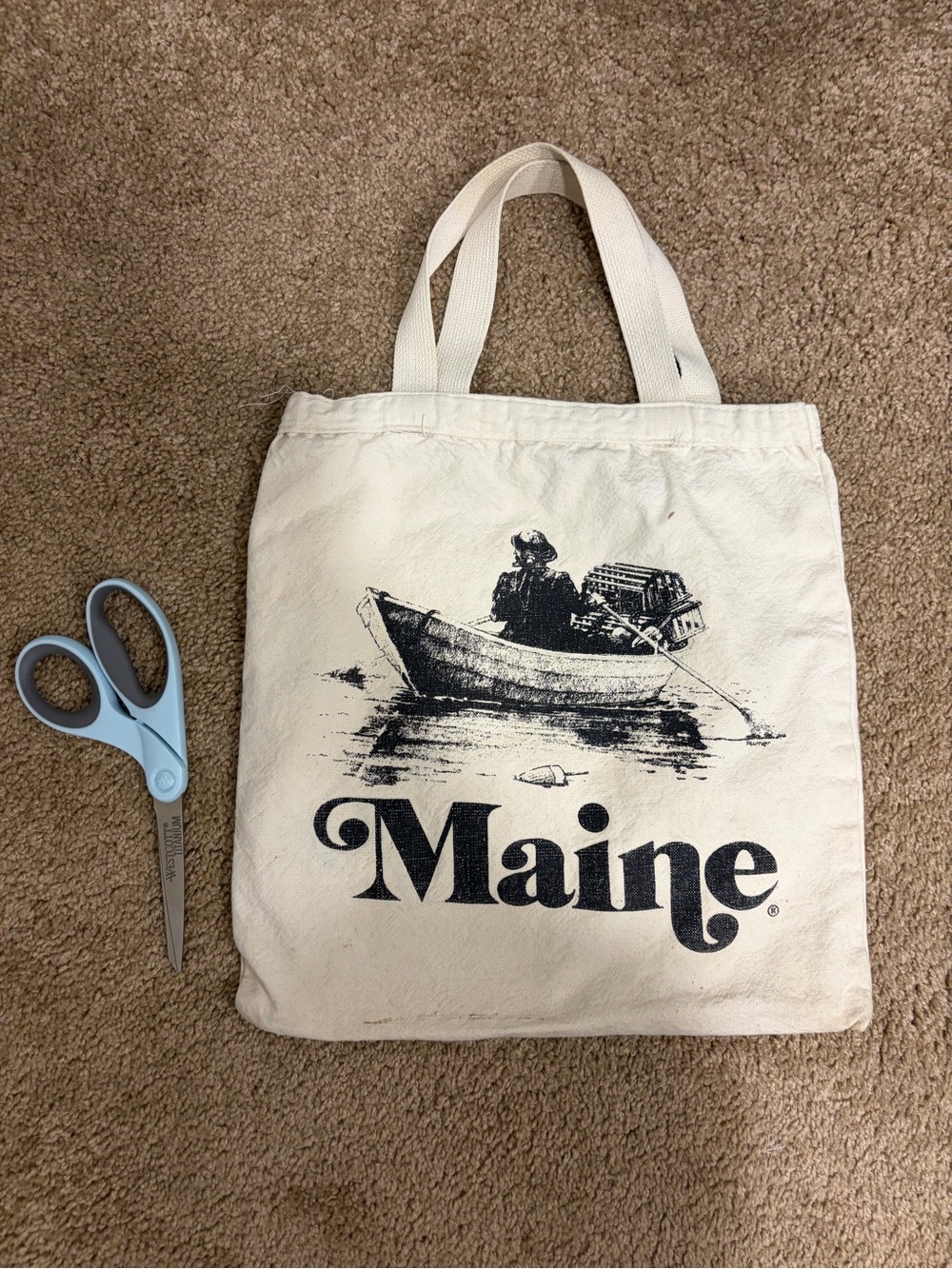 Maine Canvas Tote Bag in Cream with black Print